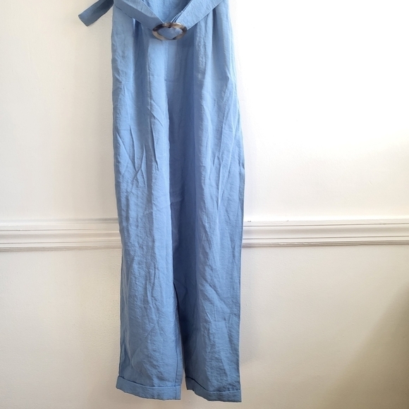 New Zara Soft Belted Blue Jumpsuit NWT Size Small - Picture 8 of 12